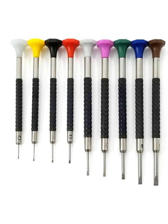 Professional watchamakers Screwdriver Kit for Watches,Glasses Jewelery Accessories: to Adjust, Remove, Replace and Repair Flat Head Slotted 9 Piece- Korea