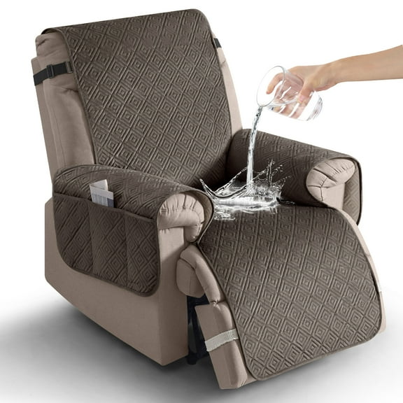 Timeles 100% Waterproof Recliner Covers, Velvet Recliner Chair Covers with Pockets, 1 Seat Recliner Sofa Covers for Kids & Pets (1 Seater 23", Chocolate)