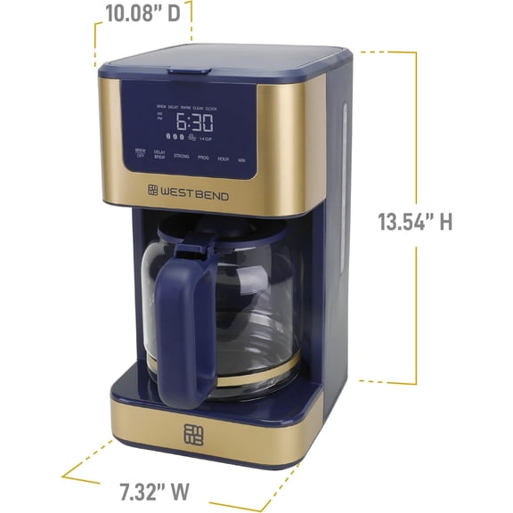 Timeless 12-Cup Programmable Coffee Maker with Brew Strength Selector for Hot and Iced Coffee, Includes 1-4 Cup Brew Option and Permanent Filter