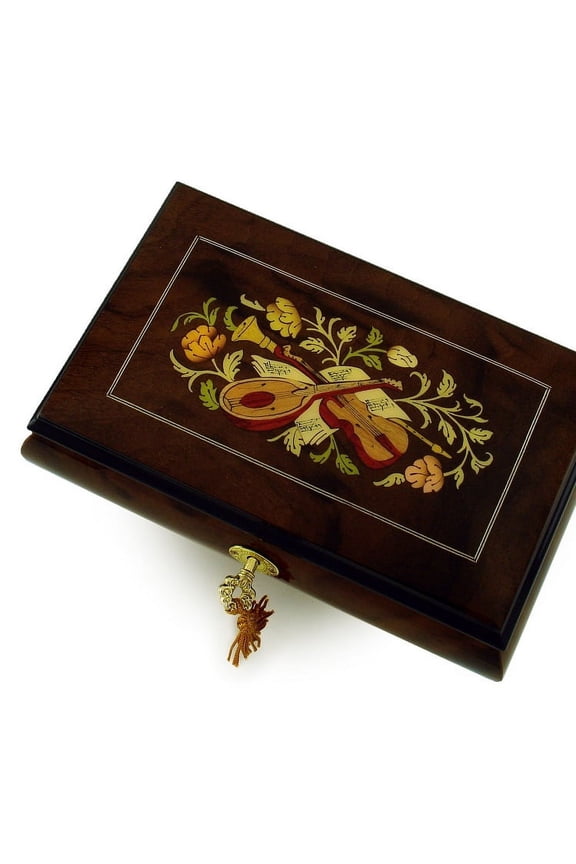 Timeless 30 Note Hand Crafted Musical Instrument and Floral Inlay Musical Jewelry Box - Beauty and the Beast