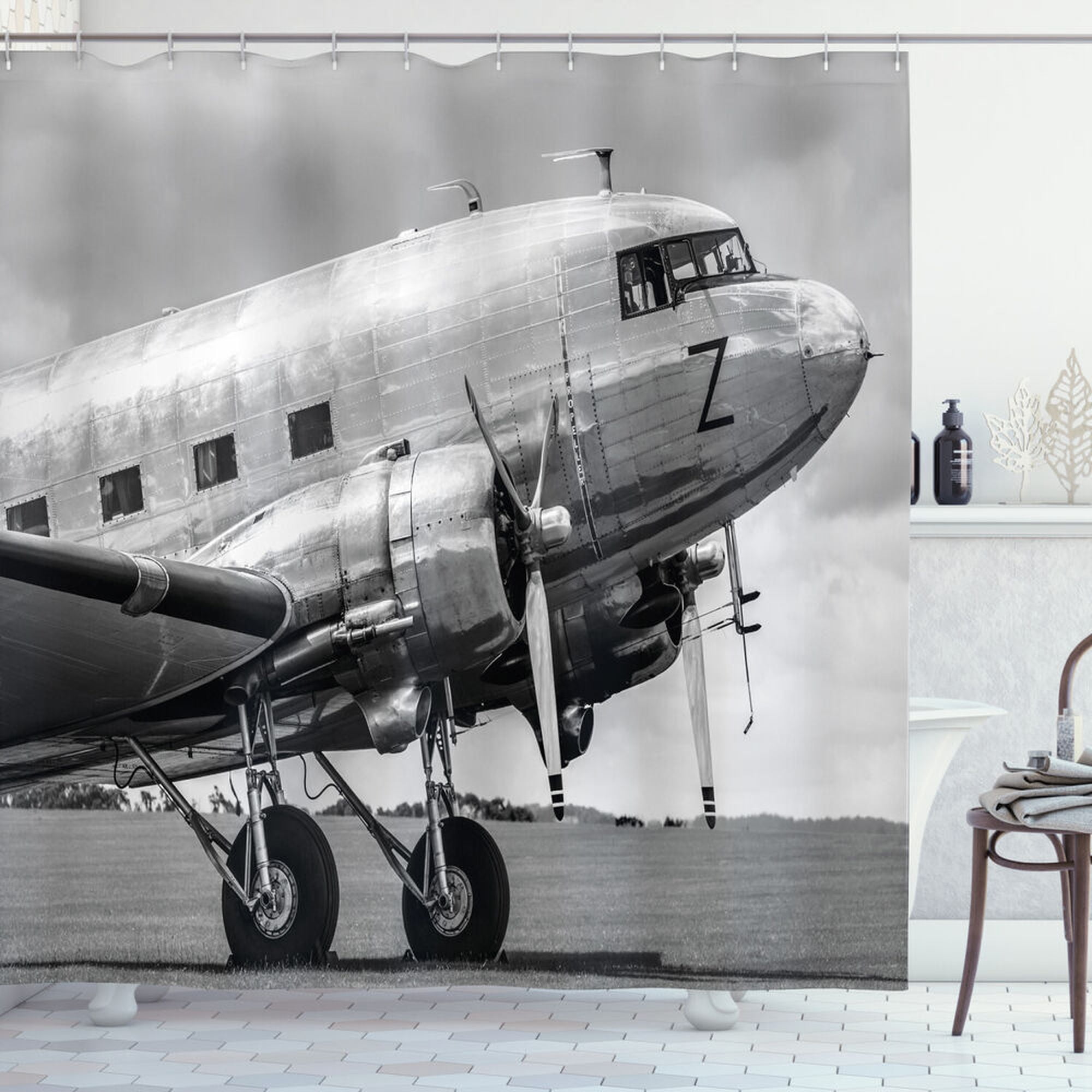 Timeless Aircraft Pattern Vintage Airplane Shower Curtain - Perfect ...