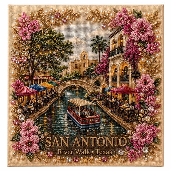 Timeless American Destinations Pearl Art Kit, 3D Beaded Wall Art Create sparkling U.S. landmark wall art with pearls, printed canvas and tools for an easy, relaxing adult craft., 7.87in