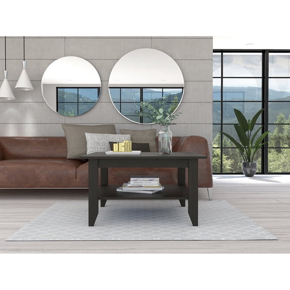 Timeless Black Coffee Table with Storage Shelf / Complement Most Living Room Decor