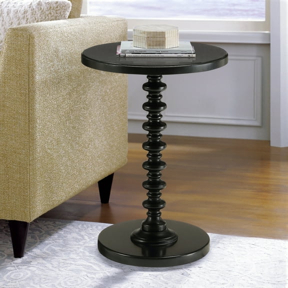 Timeless Black Round Wooden Side Table Classic Elegance for Your Home