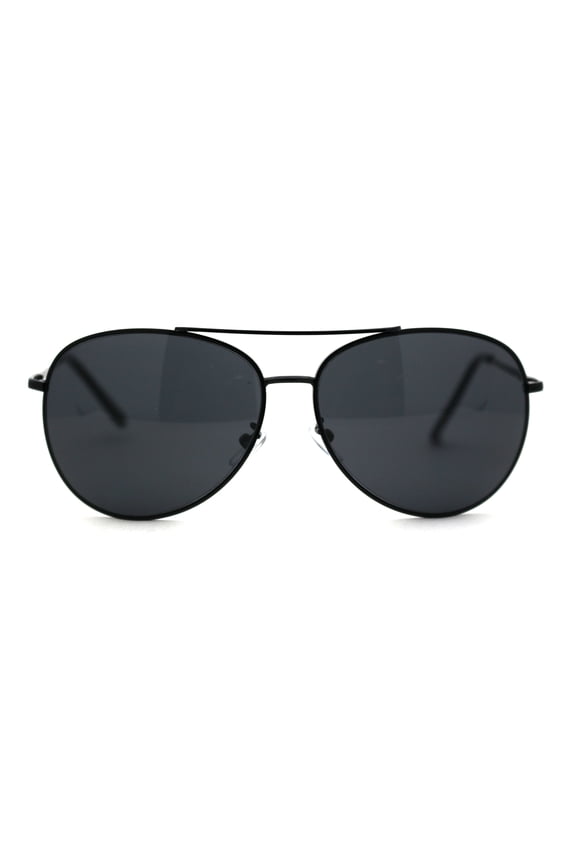 Timeless Classic Aviator Style Metal Rim Spring Hinge Sunglasses All Black