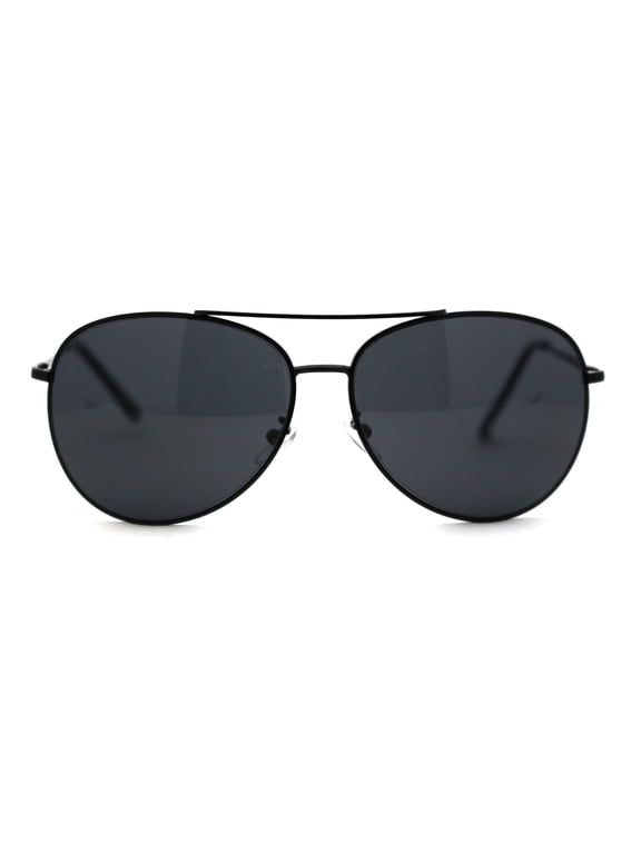 Timeless Classic Aviator Style Metal Rim Spring Hinge Sunglasses All Black