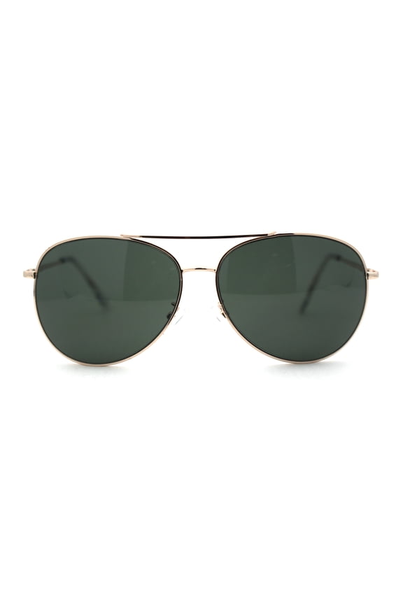 Timeless Classic Aviator Style Metal Rim Spring Hinge Sunglasses Gold Green