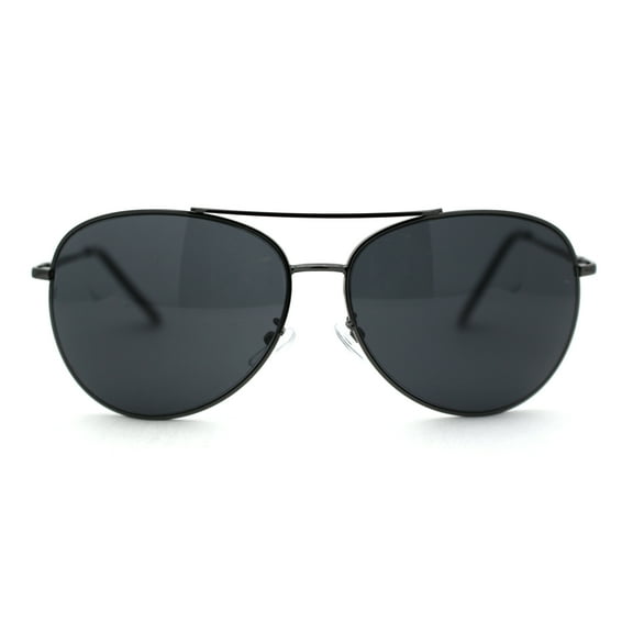 Timeless Classic Aviator Style Metal Rim Spring Hinge Sunglasses Gunmetal Black