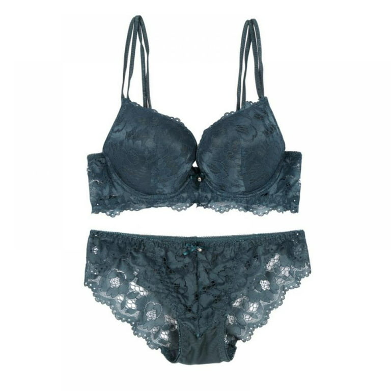Womens Bra Set Ultra Thin Floral Transparent Lace Bra Embroidery