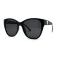 thumbnail image 1 of Timeless Classic Slick Oversize Cat Eye Mod Chic Plastic Sunglasses All Black, 1 of 4