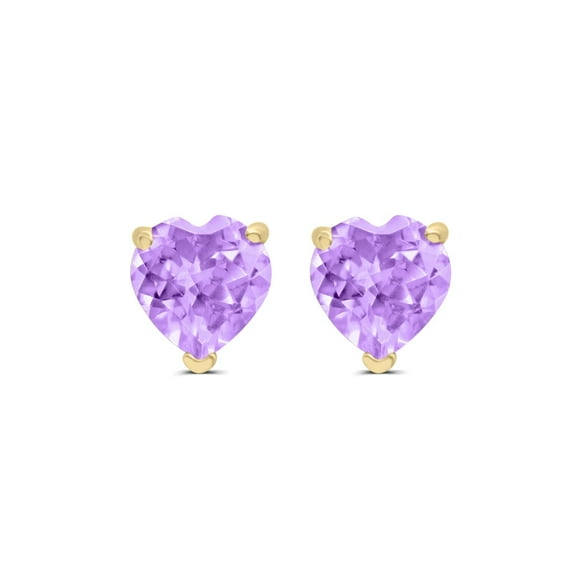 Timeless Classics Heart Shape Amethyst Stud Earrings in 14K Yellow Gold - 5MM