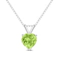thumbnail image 1 of Timeless Classics Heart Shape Peridot Solitaire Pendant Necklace in 14K White Gold - 5MM, 1 of 5