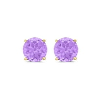 Timeless Classics Round Amethyst Stud Earrings in 14K Yellow Gold - 6MM