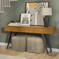 thumbnail image 1 of Timeless Curved Oak Console Table with Contemporary Aesthetic, 1 of 9