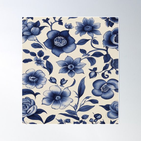 Timeless Delft Elegance Poster Wall Art, Modern Wall Decor For Living Room Bedroom, 8x12 UNFRAMED