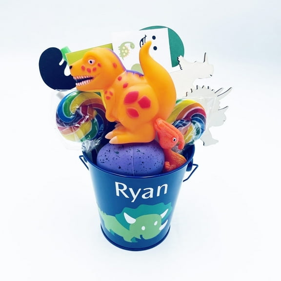 Timeless Desserts Dinosaur Birthday Gift Basket, Personalized, Crafts, Candy, Blue