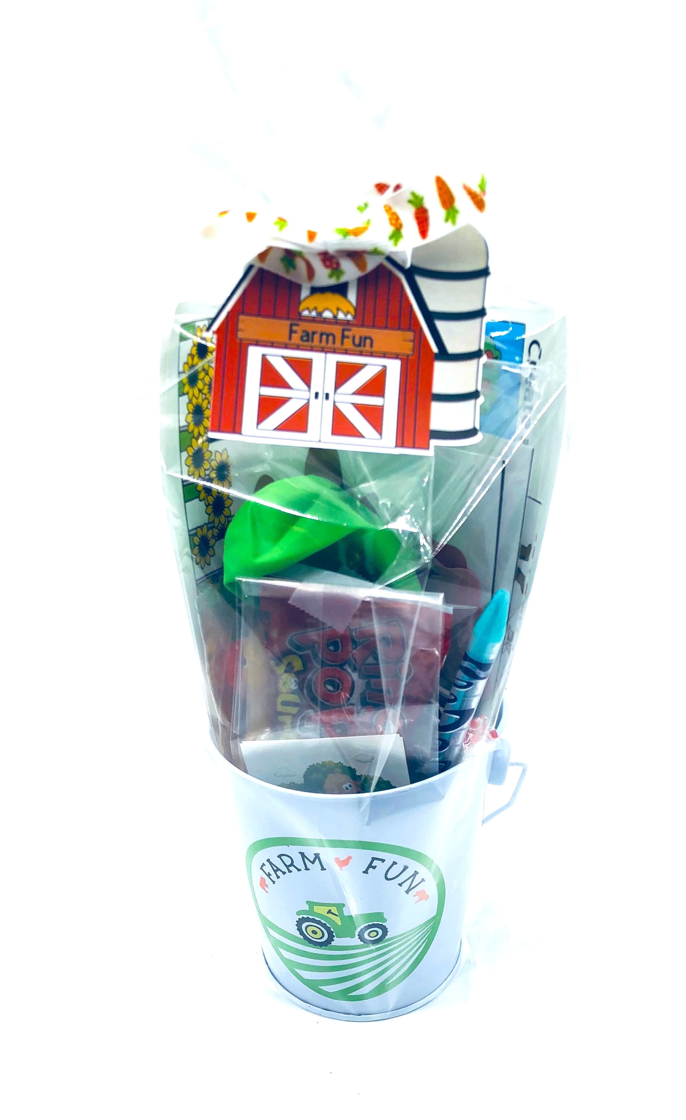 Timeless Desserts Farm Fun Gift Basket, Birthday, Party Favor, Stickers, Cow, Pig, Animals