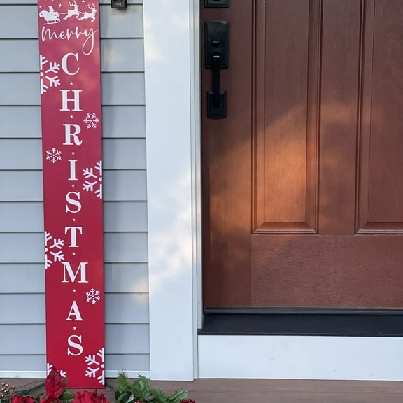 Timeless Desserts Merry Christmas Porch, Sign 48" H, Modern, Red, Wood, Indoor, Outdoor