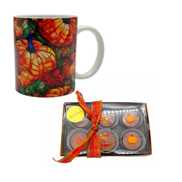 Timeless Desserts Pumpkin Mug Cookies Milk Chocolate Covered Oreos Gift Set, 12 oz, Ceramic