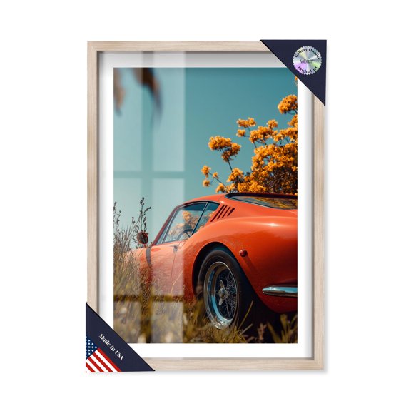Timeless Drive (II) Shadowbox Print Travel Art Prints by Notoriart, Blonde Frame, 31 x 46