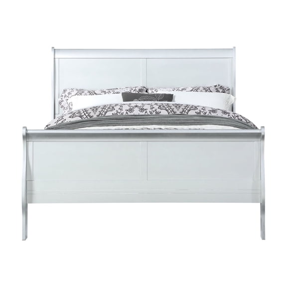 Timeless E. King Bed In Platinum, Construction, 80 In. X 90 Dimensions Elegant Platinum Bed, Design, 74 Lb, In., Requires Box Spring
