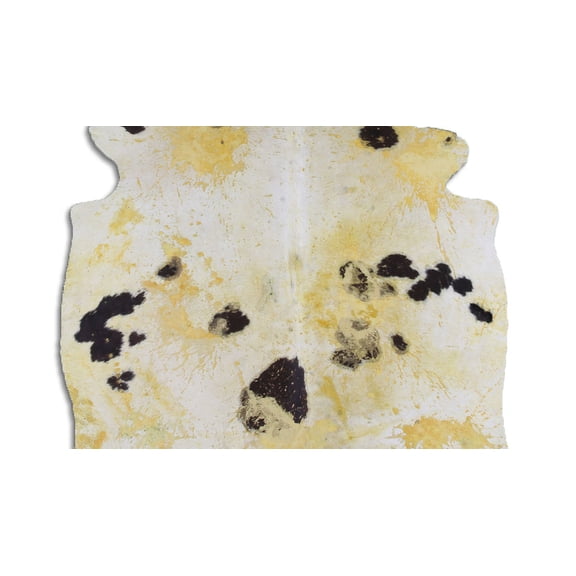 Timeless Elegance: Black and Yellow Cowhide Rug for Your Modern Space