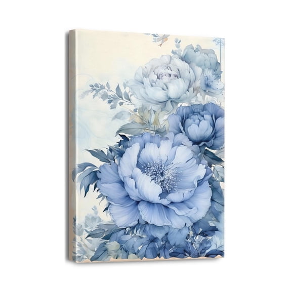 Timeless Elegance Blue Abstract Flower Art, Modern Canvas Prints to Elevate Your Living Room, Bedroom & Home Décor, 12x16 inches