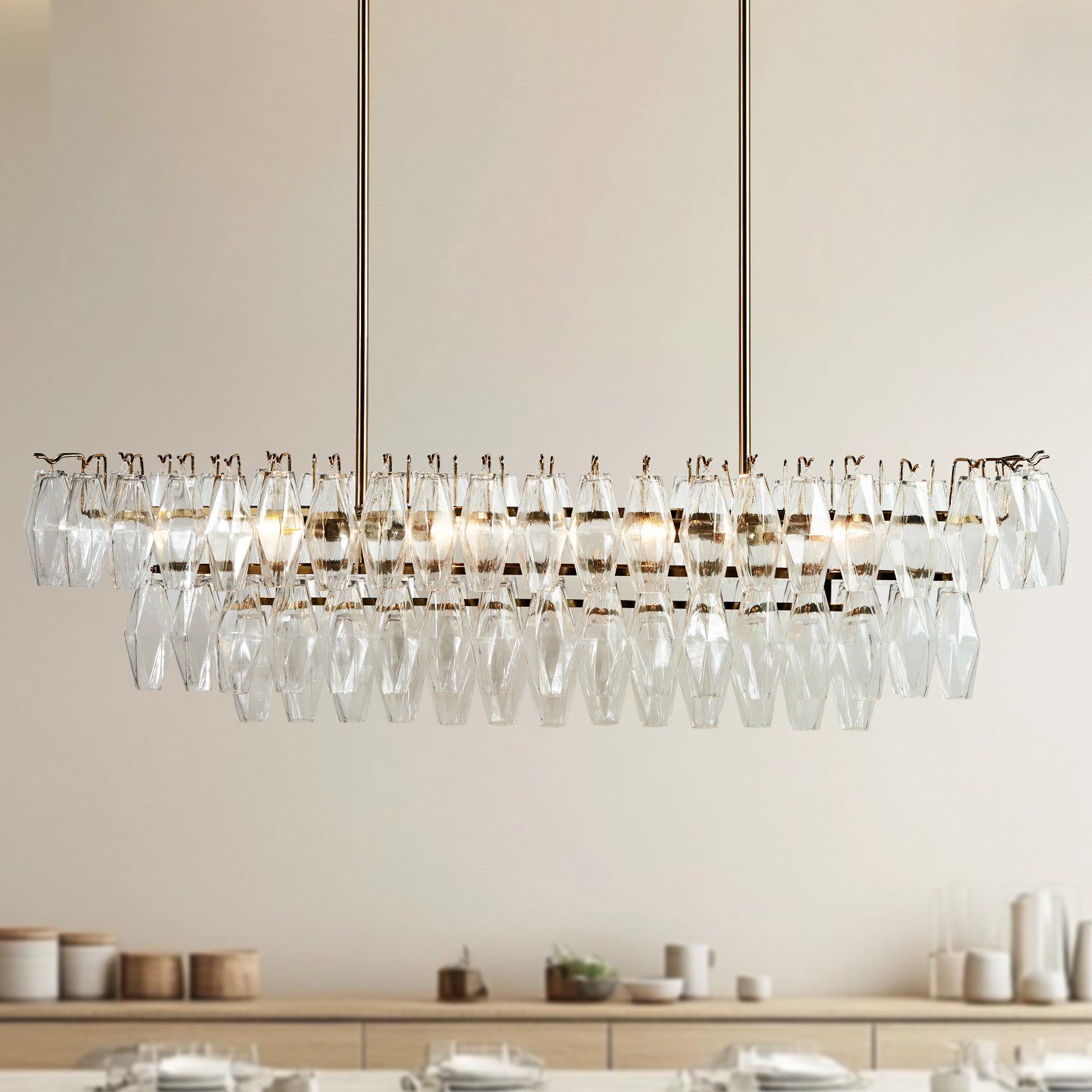 Timeless Elegance Fluted Crystal Chandelier with Luxe Metallic Finish ...
