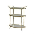 thumbnail image 1 of Timeless Elegance: Gold Metal Framed Bar Cart with Glass Shelves and Mirror Finish - Effortless Mobility, Vintage Charm, and Functionality, 1 of 2