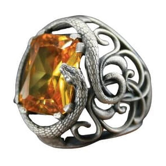 Roarsilver Timeless Elegance: Green Zircon Gemstone - Snake Detail-925 Sterling Silver Ring By Roar | 5.5
