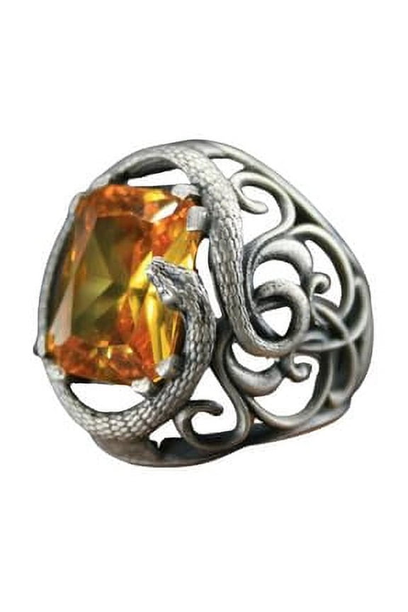 Timeless Elegance: Green Zircon Gemstone - Snake Detail-925 Sterling Silver Ring By Roar | 8.5