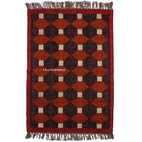 Timeless Elegance Handwoven Vintage Kilim Wool and Jute Rectangle Carpet for Living Room and Hallway Enhance Your Home's Warmth and Style , 2.5x11 ft