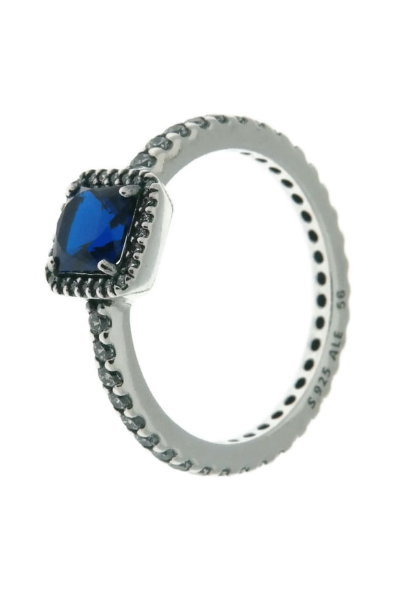 Timeless Elegance Ring, Blue Crystal & Clear CZ 190947NBT-54 EU 7 US