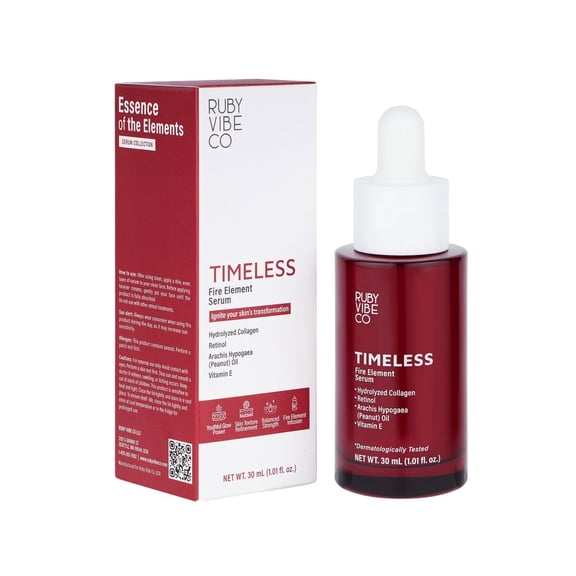 Timeless Fire Element Serum with Retinol & Collagen, Skin Texture Refinement, Hydrating, For Soft & Radiant Skin, 1.01 fl oz (30 ml) | RUBY VIBE CO