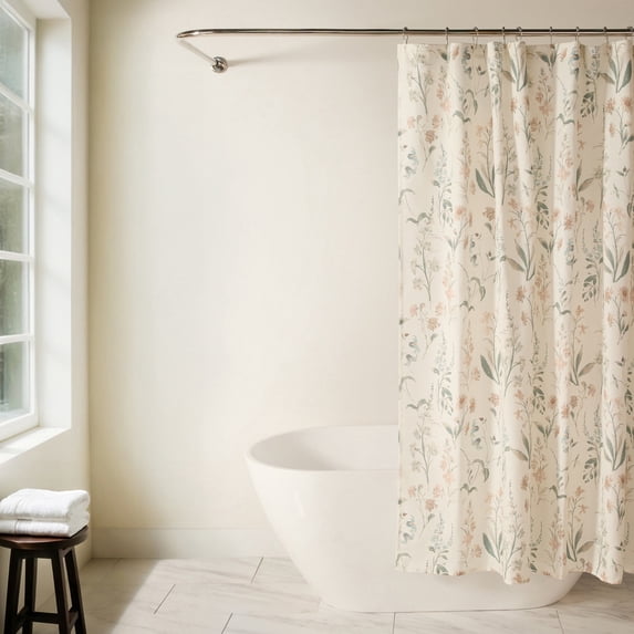 Timeless Floral Patterned Shower Curtain by Comfort Canopy, 72" x 72", Natural