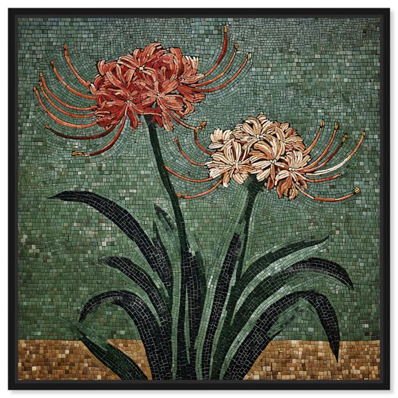 Timeless Flower I Canvas Print Vintage Wall Decor by Art Remedy, Black Frame, 12 x 12