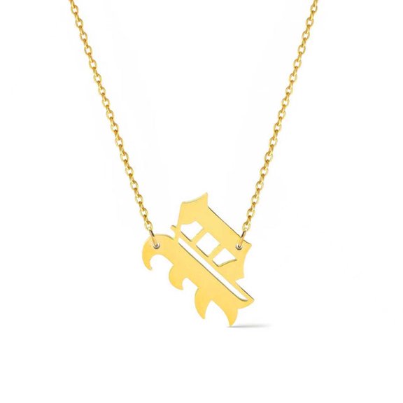 Ellison+Young Timeless Gothic Side Hanging Initial Necklace
