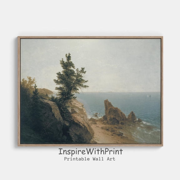 Timeless Landscape Poster, Artful Tree Wall Art, Calming Nature Inspired Art, Esthetic Coastal Sea Art, Vintage Tree Poster Home Decor, 8x12 UNFRAMED