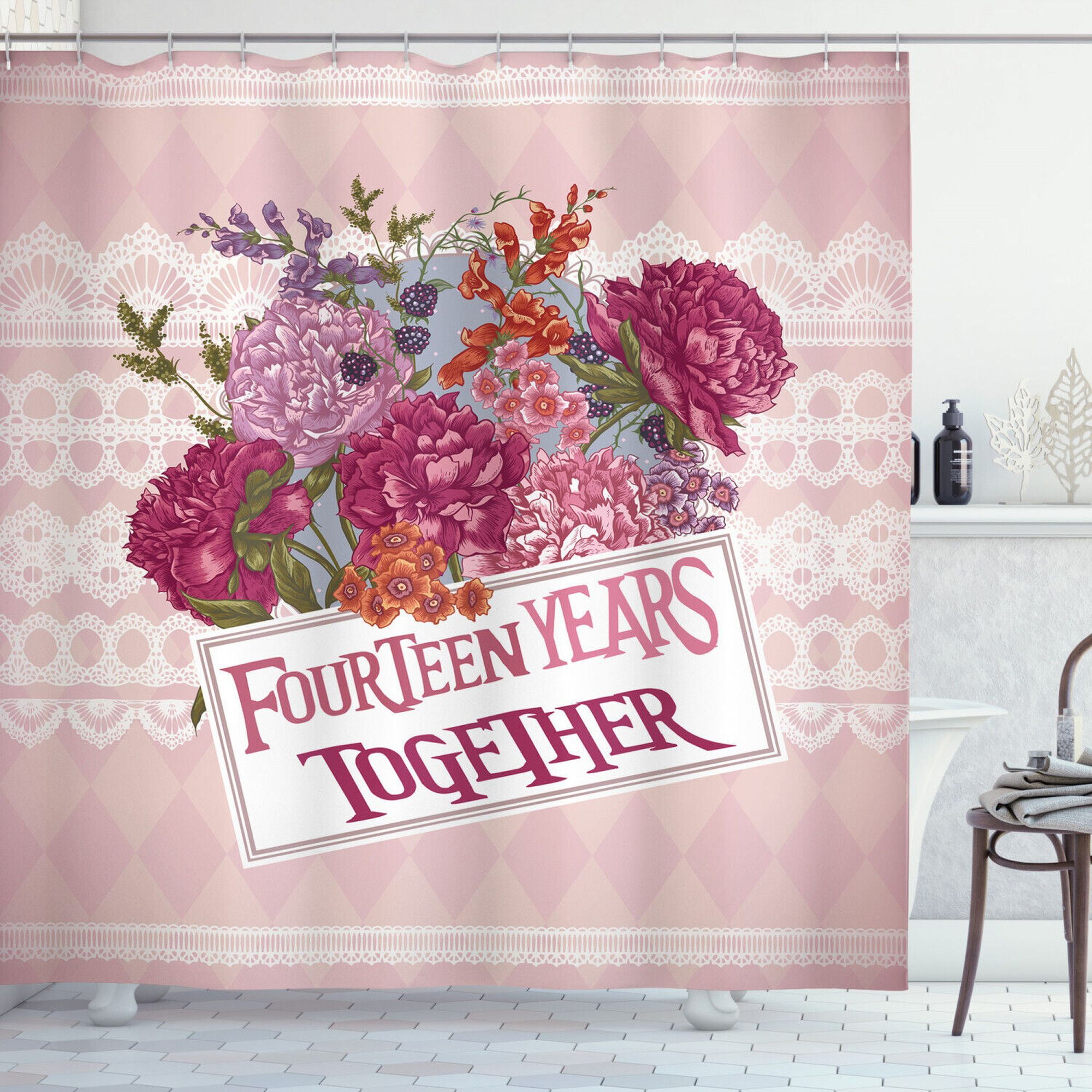 Timeless Love Celebration 15th Anniversary Extra Long Shower Curtain