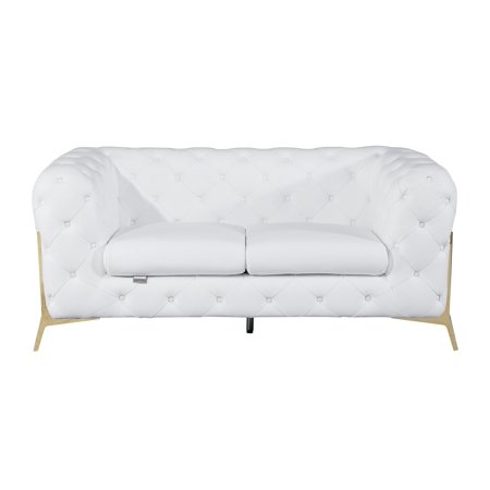 Devon Italian Leather Upholstered Loveseat - White