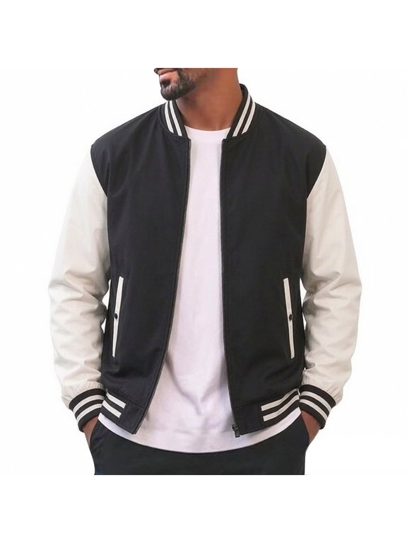 Timeless Mens Baseball Jacket Casual Zip Front Outerwear For Everyday Layering Lightweight Knit Style Coat And Fall