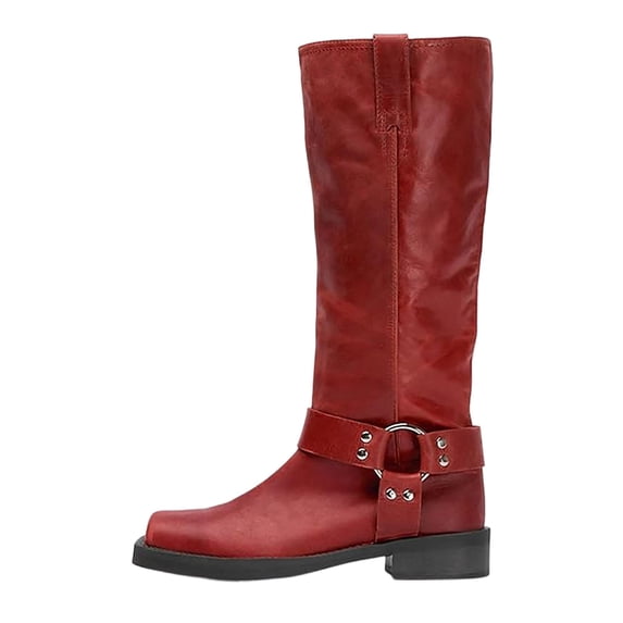 Timeless Mid Calf Boots With Adjustable Strap for Everyday Classic Style Autumn Women's Leather Heel On