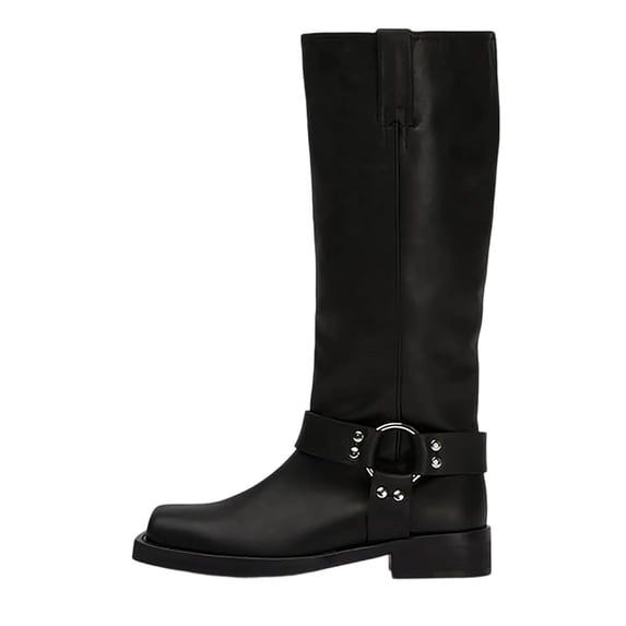 Timeless Mid Calf Boots With Adjustable Strap for Everyday Classic Style Autumn Women's Leather Heel On