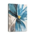 thumbnail image 1 of Timeless Navy Blue Floral Pictures Abstract Flower Paintings on Gray Vintage Canvas for Bathroom & Bedroom Wall Décor, High-Quality Print, 12x16 inches, 1 of 7