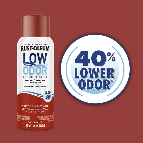 Timeless Red, Rust-Oleum Low Odor Premium Matte Spray Paint- 11 oz