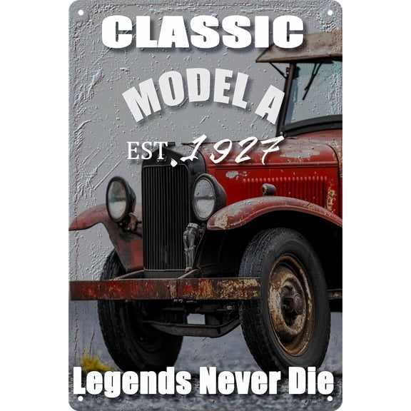 Timeless Rides Classic 1927 Style Vintage Car Metal Tin Sign, Retro Garage Wall Decor Aluminum Plaque with Quote for Man Cave Bar Workshop, 8 x 12 Inch