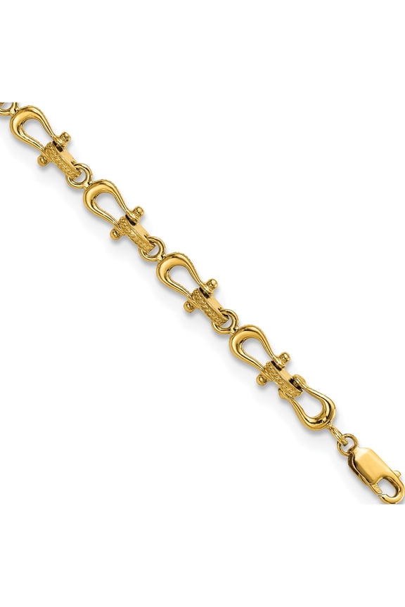 14K Yellow Gold Polished Anchor Shackle 8 inch Bracelet