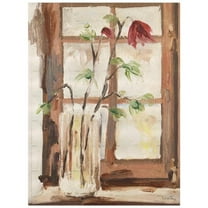 "Timeless Serenity I" Vase by the Window on Gold Metallic Shagreen Wrapped Canvas Wall Art, sized 48"x36"