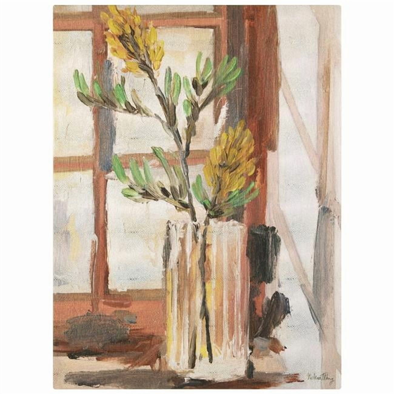 Timeless Serenity II" Vase by the Window onon Gold Metallic Shagreen Wrapped Canvas Wall Art, sized 48"x36"