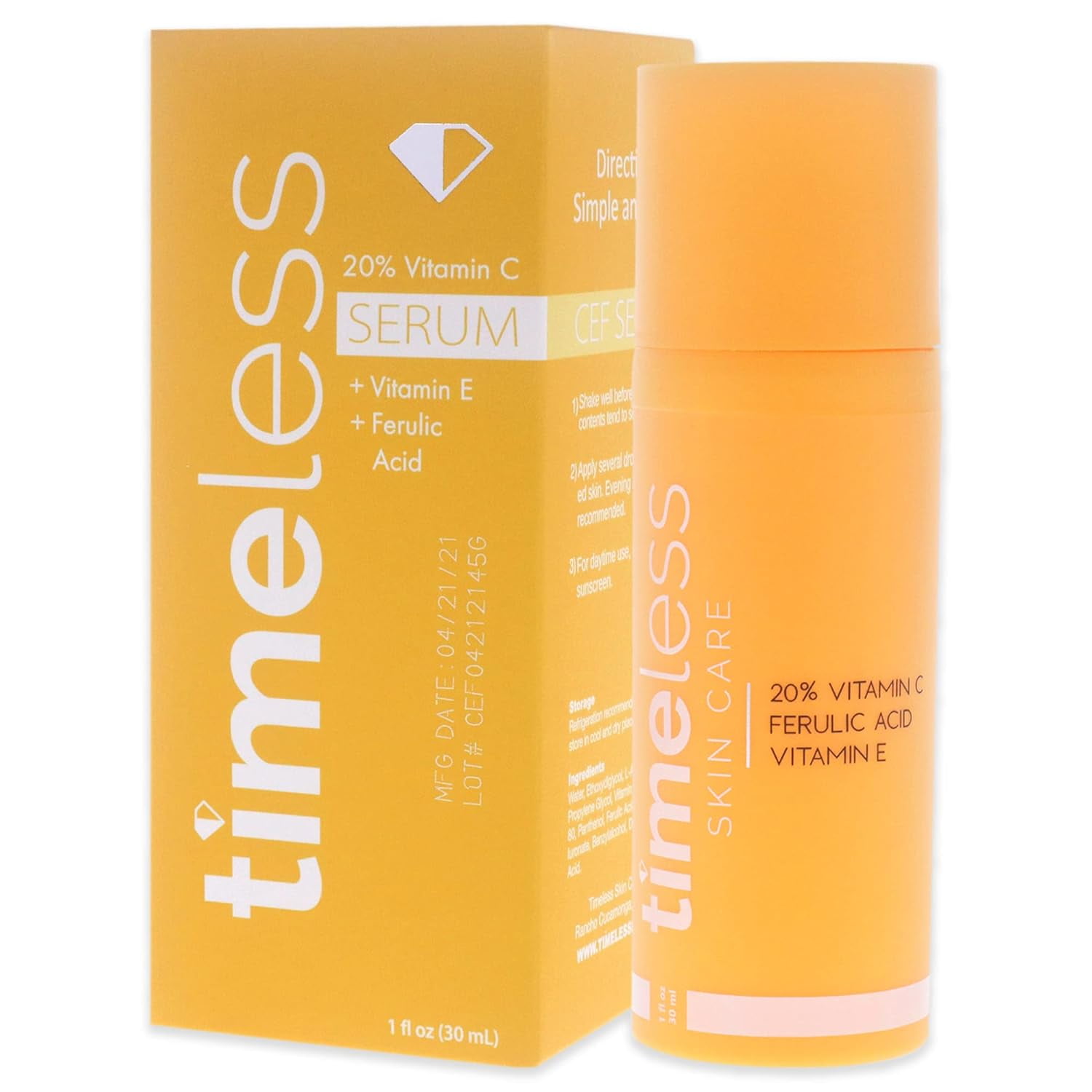 Timeless Skin Care Vitamin C Serum with Vitamin E Ferulic Acid 20 Vitamin C Brightening Serum Face Serum for Oily Dry Skin Fragrance Free Serum for Skin Care 1 oz Walmart